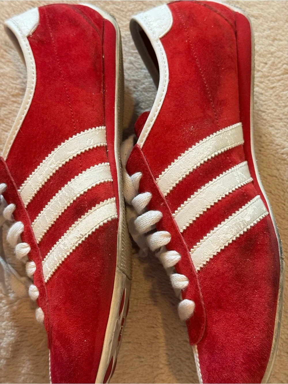 Vintage 2004 Adidas Okapi Red Suede Sneakers Size 6.5 Y2K
